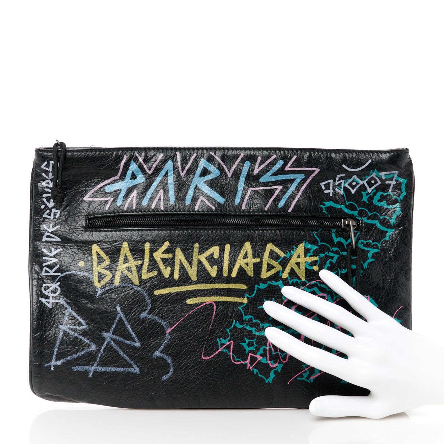 Agneau Arena Graffiti All Over Zip Pouch Black Multicolor