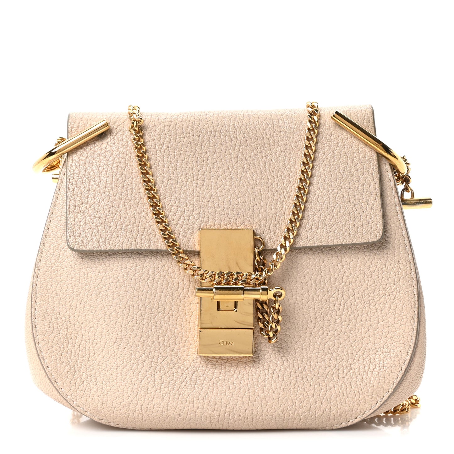 Grained Lambskin Mini Drew Shoulder Bag Abstract White