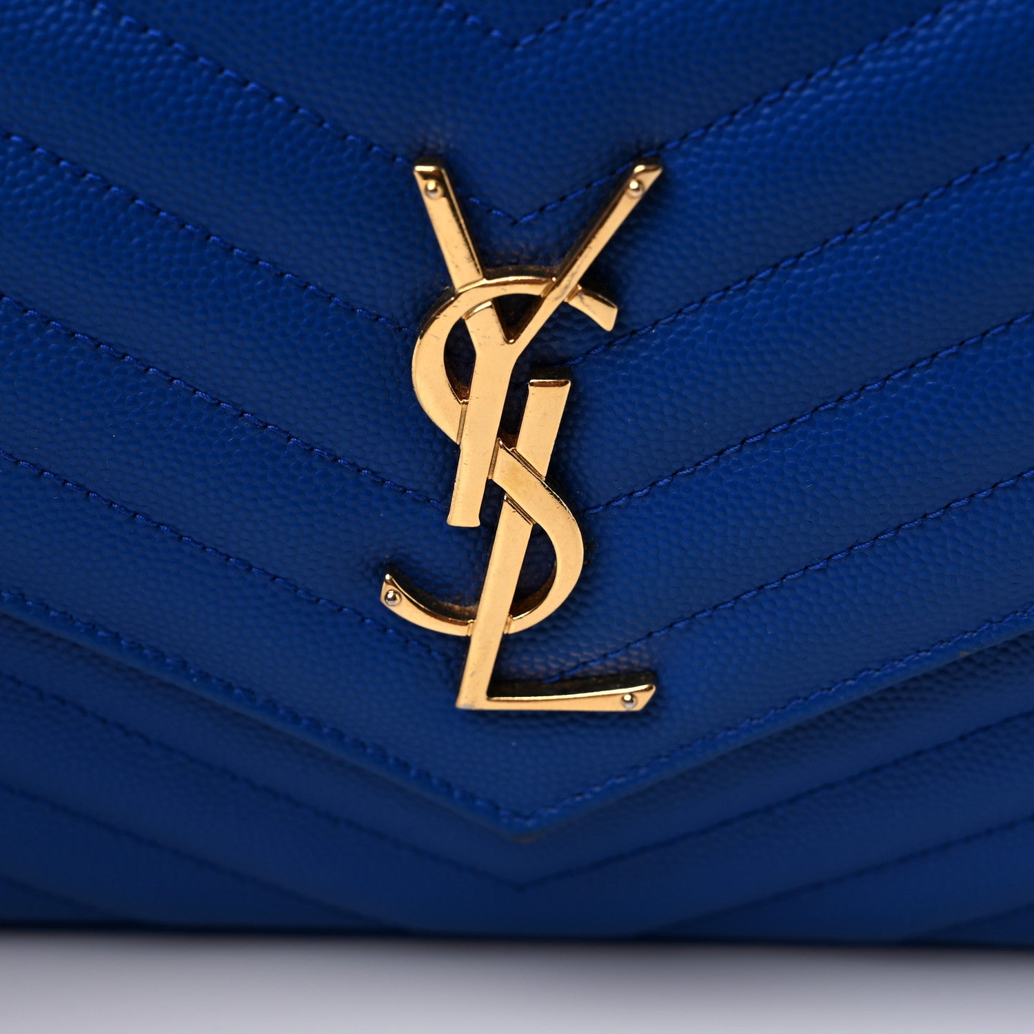 Saint Laurent Grain De Poudre Matelasse Chevron Monogram Chain Wallet Blue Majorelle 13 of 13