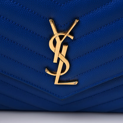 Saint Laurent Grain De Poudre Matelasse Chevron Monogram Chain Wallet Blue Majorelle 13 of 13