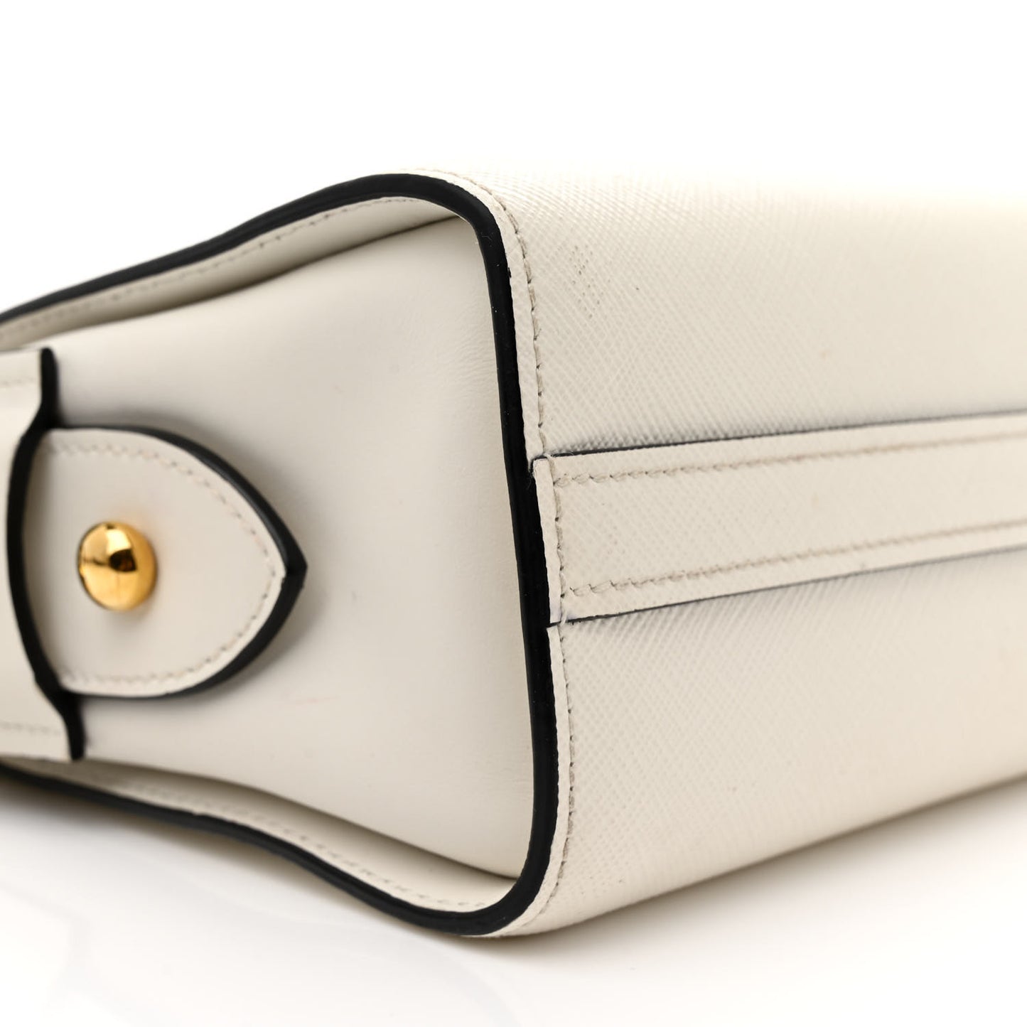 Saffiano City Calfskin Esplanade Crossbody Bag White