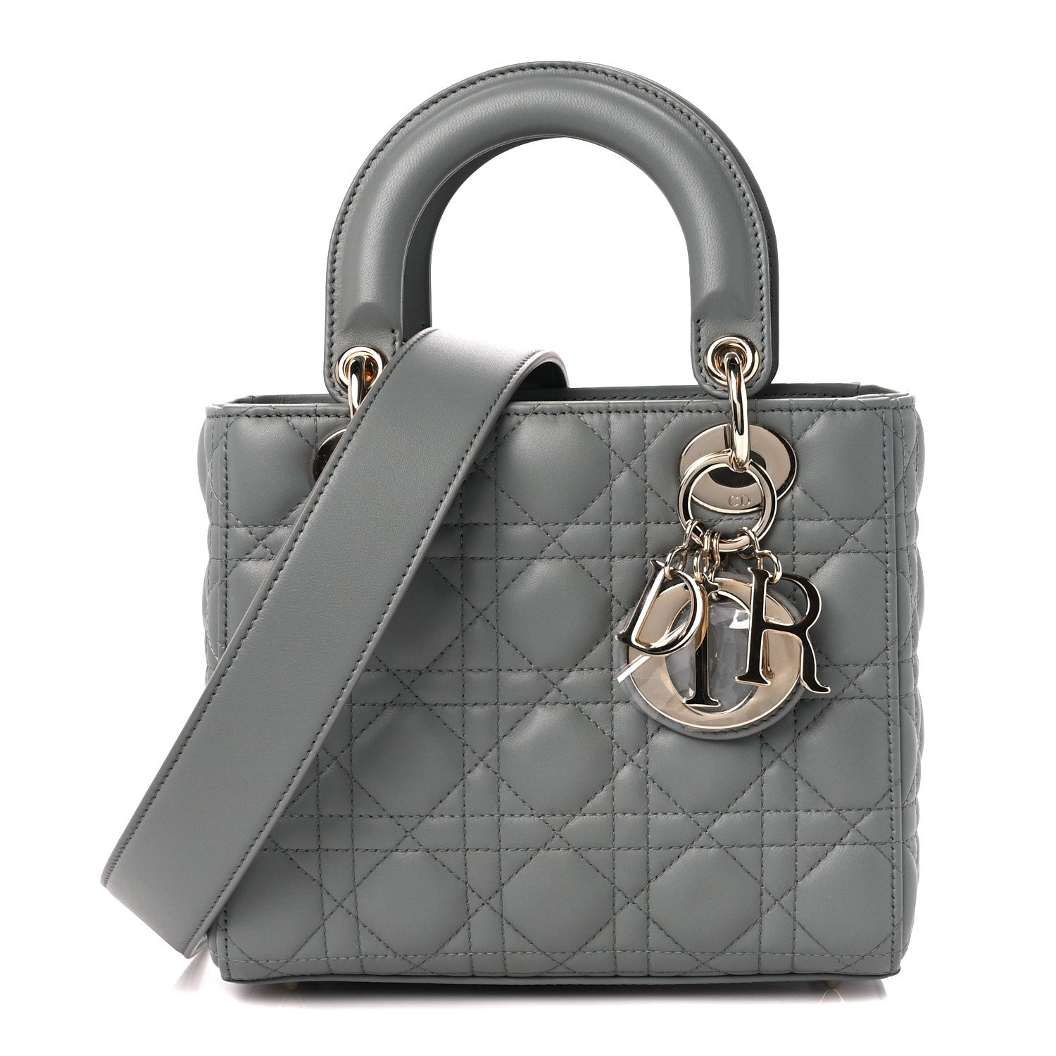 Christian Dior Lambskin Cannage Small My ABCDior Lady Dior Grey 1 of 11