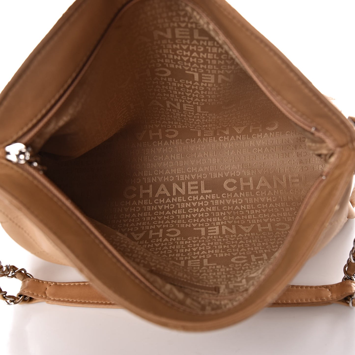 Lambskin Stitched Medium Ultimate Soft Tote Beige