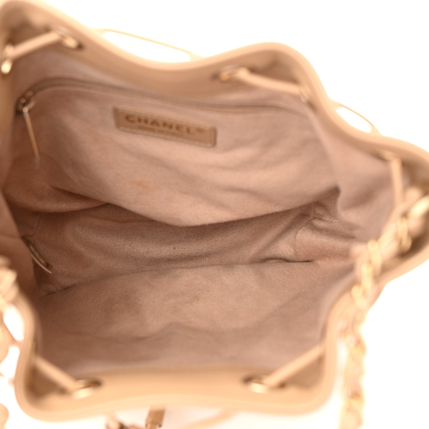 Chanel Caviar Deauville Drawstring Bucket Bag Beige 5 of 10