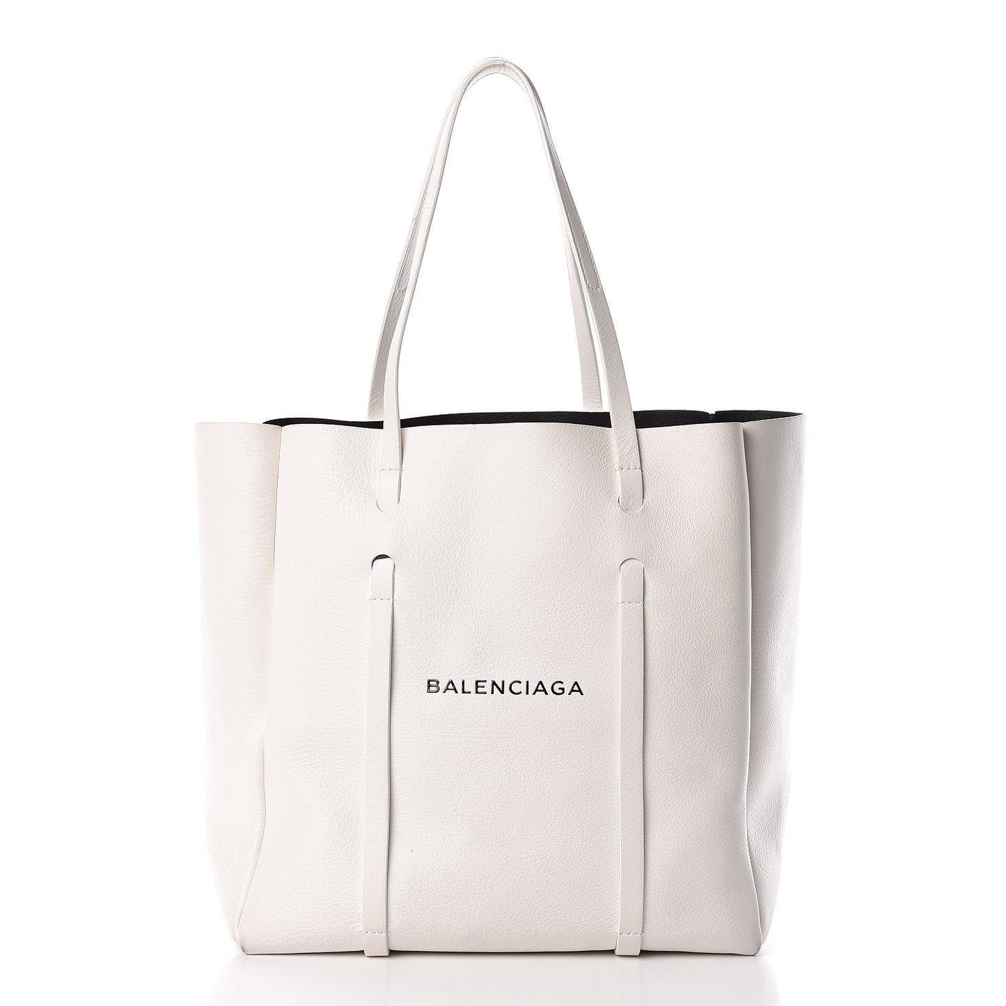 Smooth Calfskin Double Sided Small Everyday Tote Optic White Black