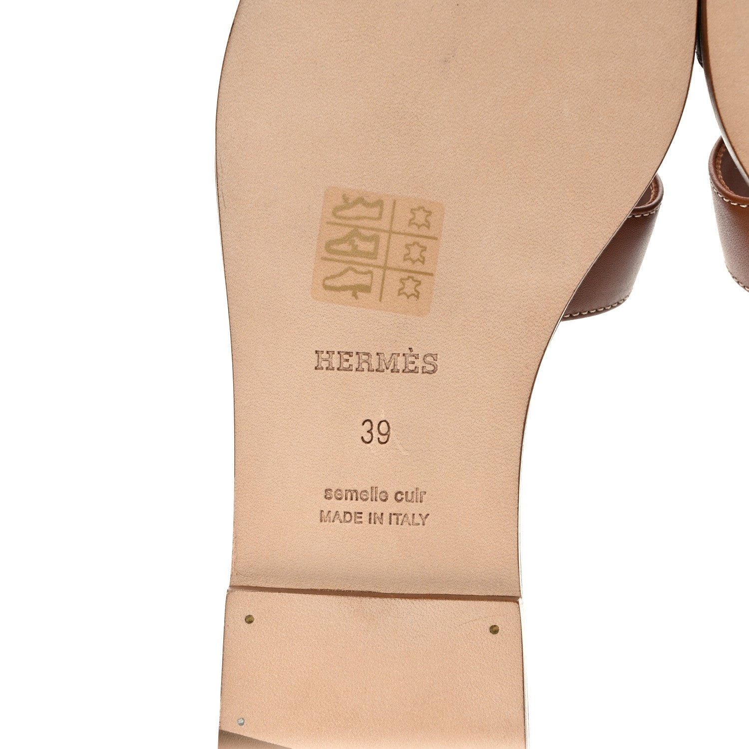 Hermes Box Calfskin Oran Sandals 39 Gold 6 of 11