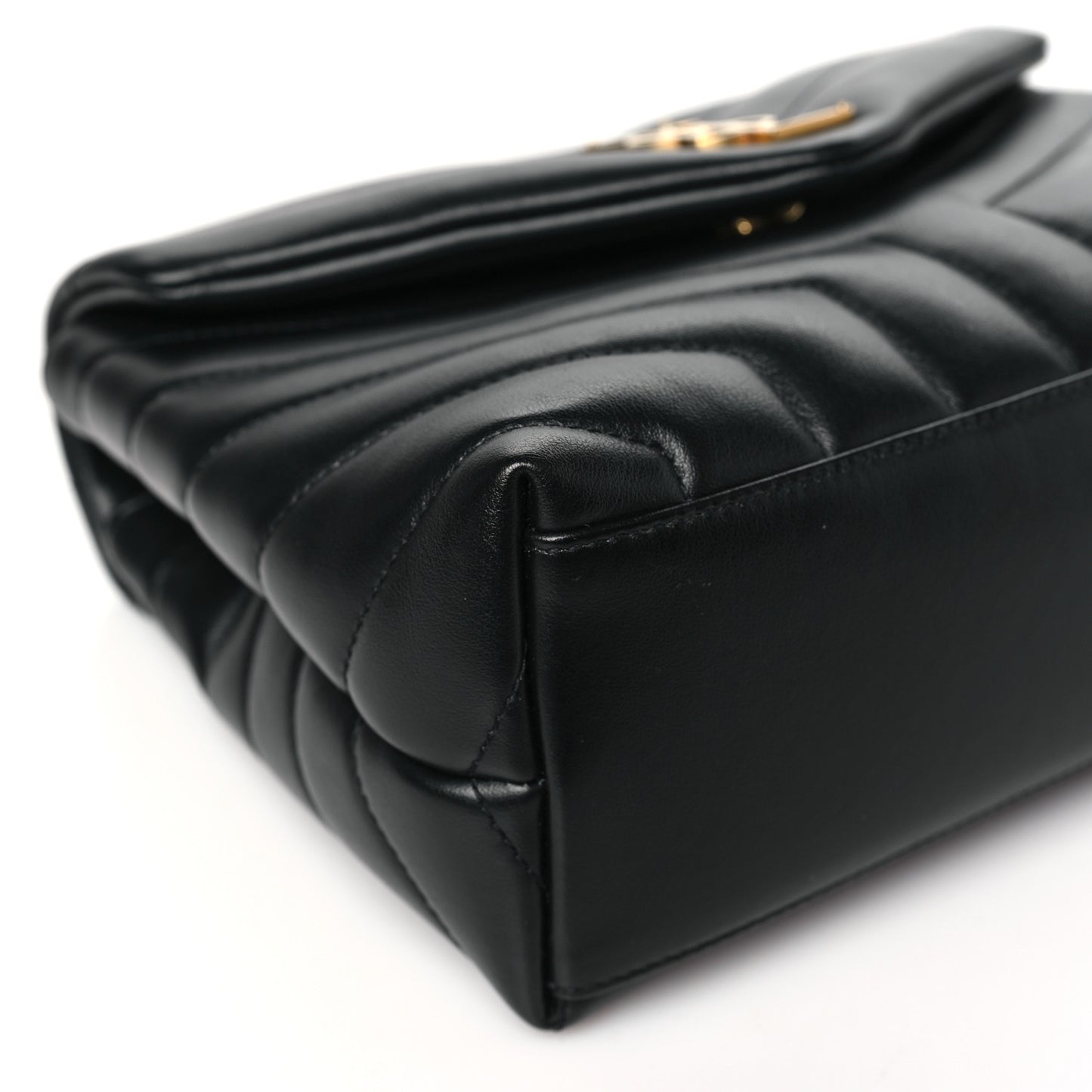 Calfskin Y Quilted Monogram Small Loulou Chain Satchel Black
