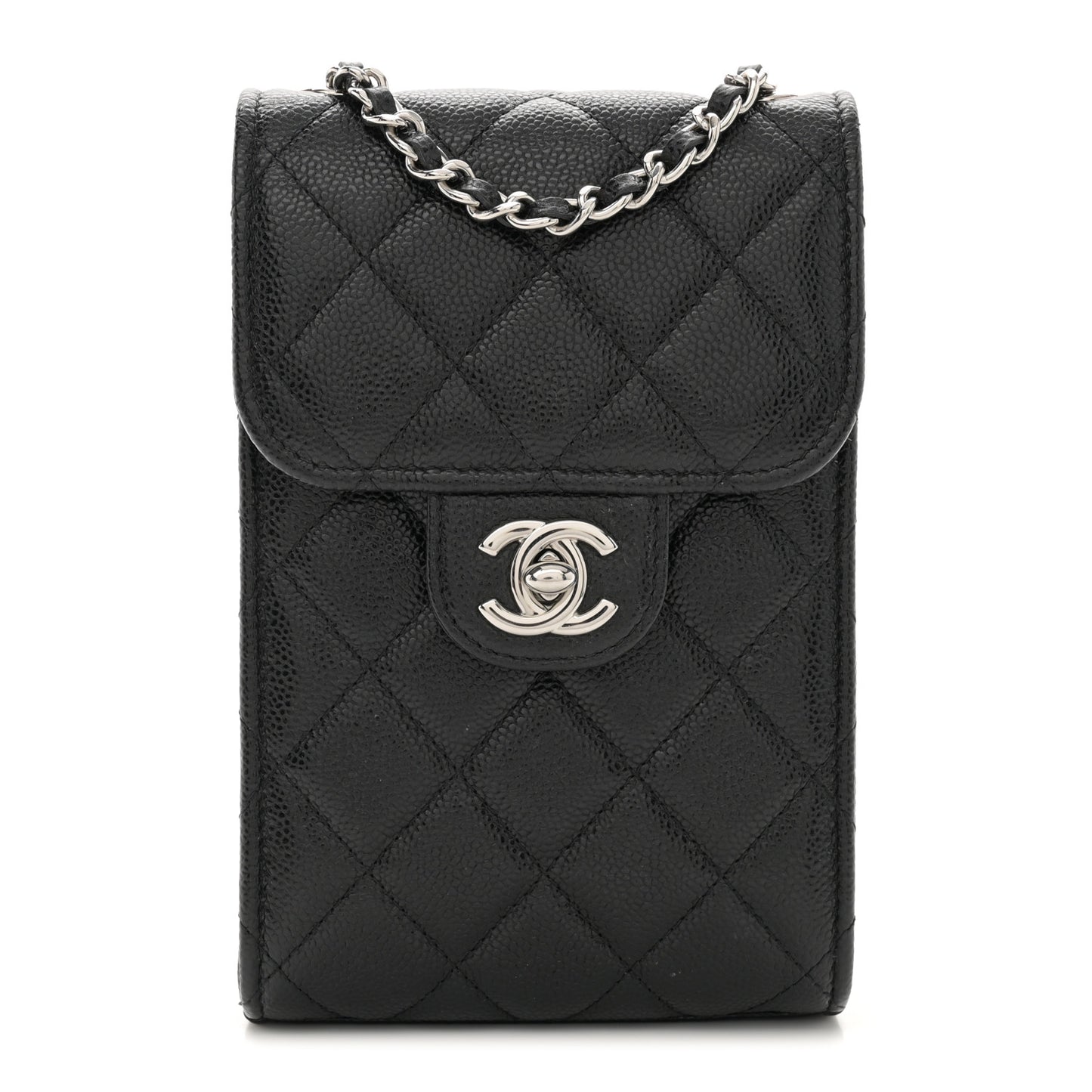 Caviar Quilted Classic Phone Holder Black