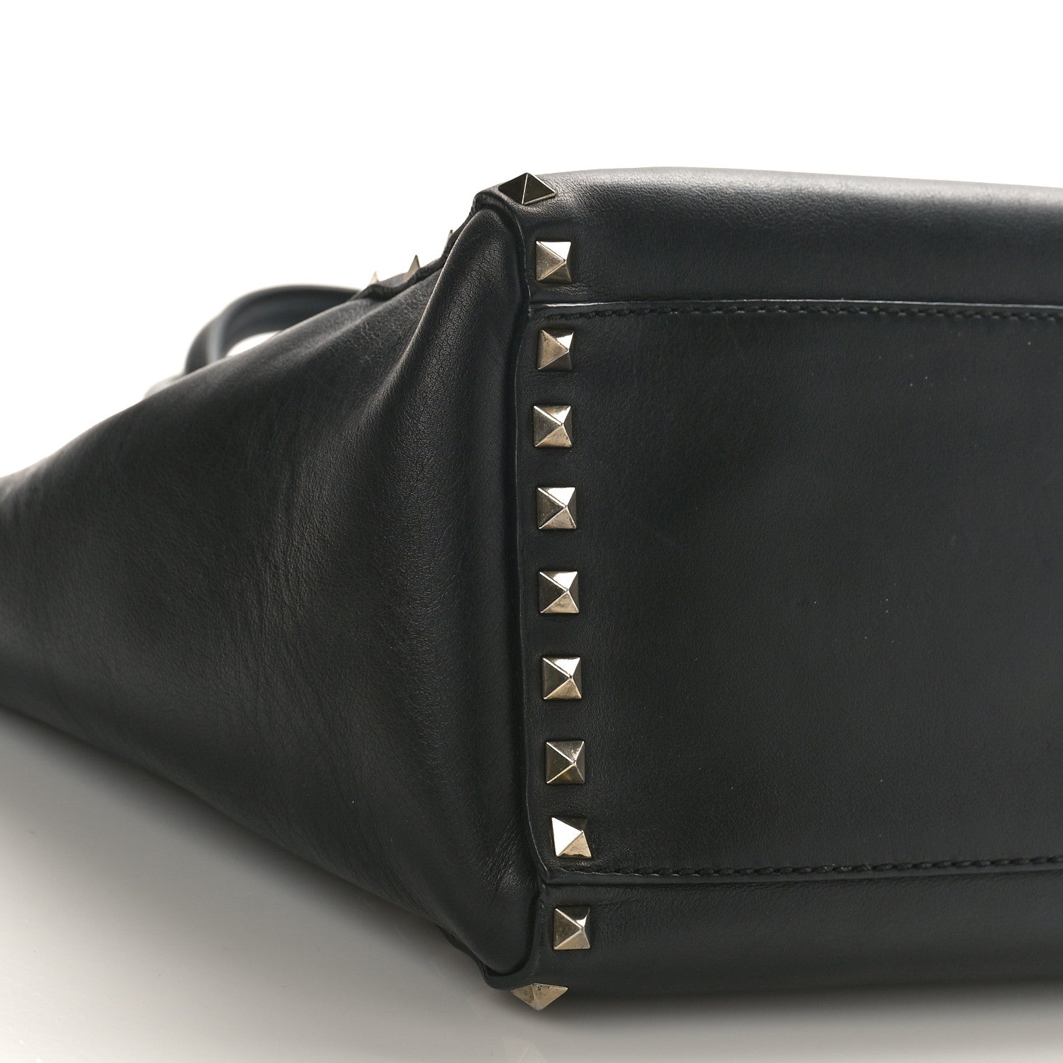 Valentino Garavani Vitello Small Rockstud Double Handle Tote Black 8 of 9