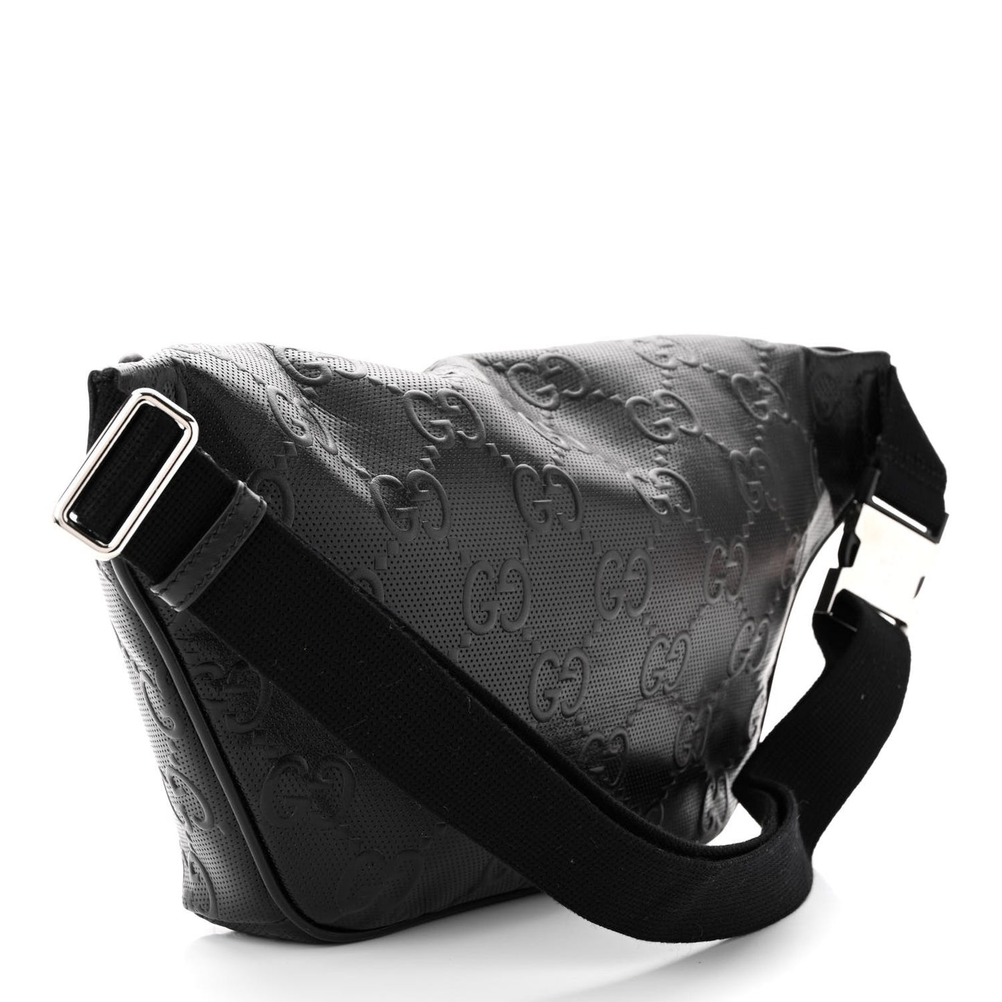 Calfskin GG Tennis Embossed Pocket Belt Bag Black