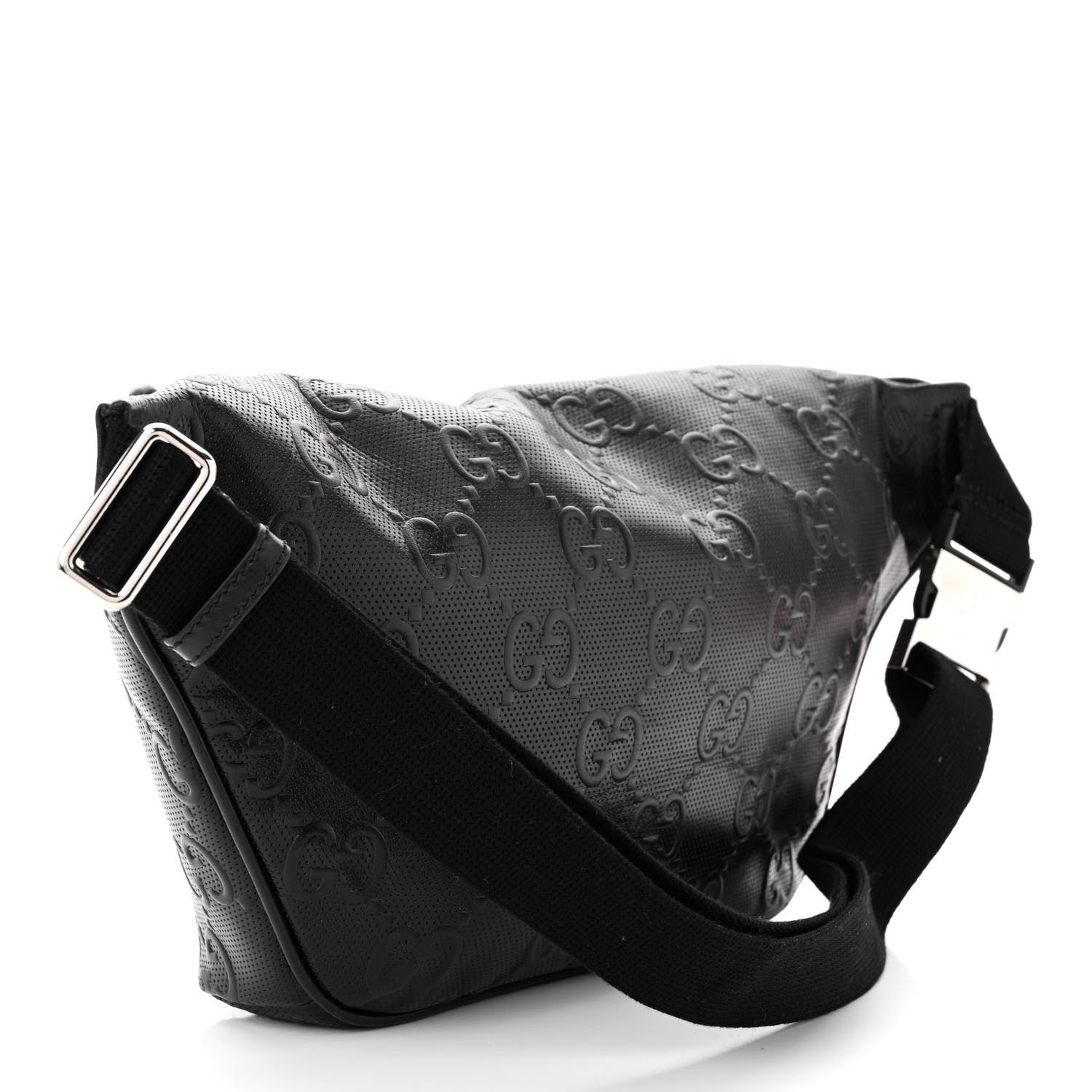 Gucci Calfskin GG Tennis Embossed Pocket Belt Bag Black 3 of 11