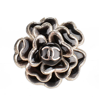 Chanel Enamel CC Camellia Brooch Pin Black 1 of 5