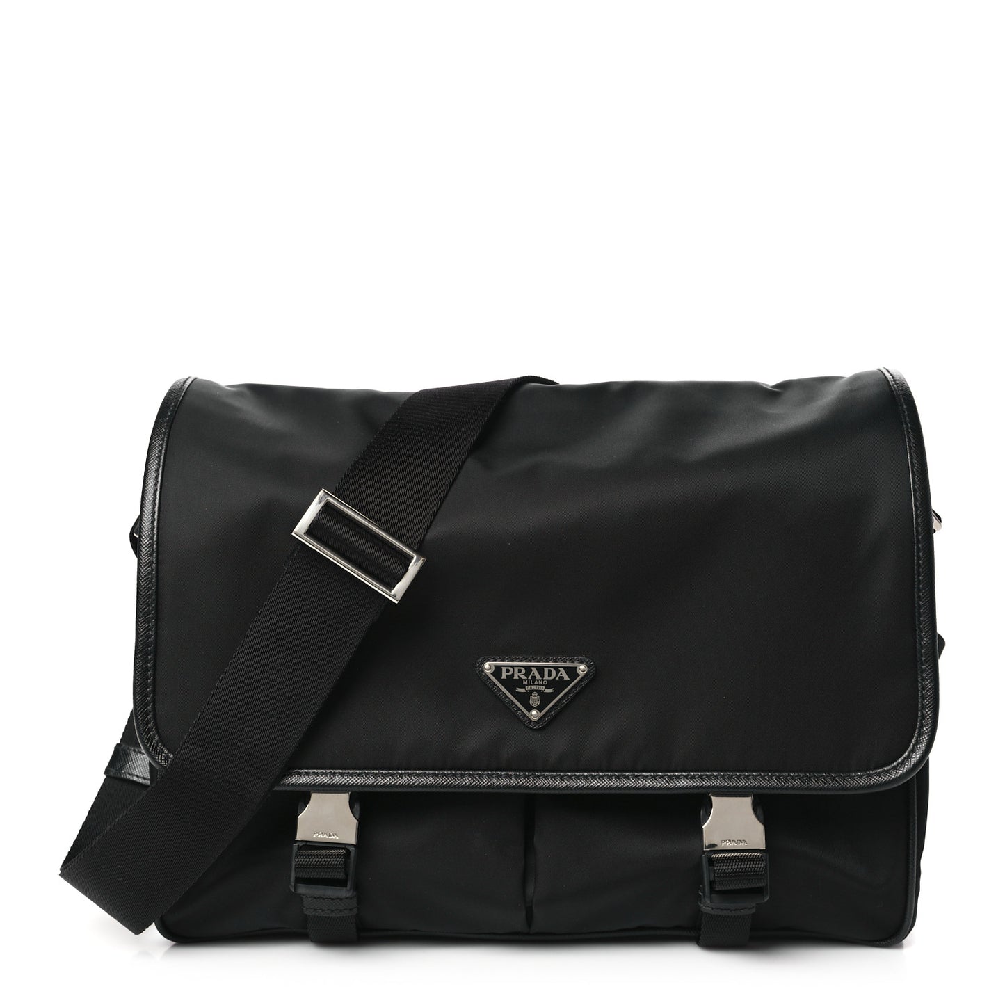 Re-Nylon Saffiano Messenger Bag Black