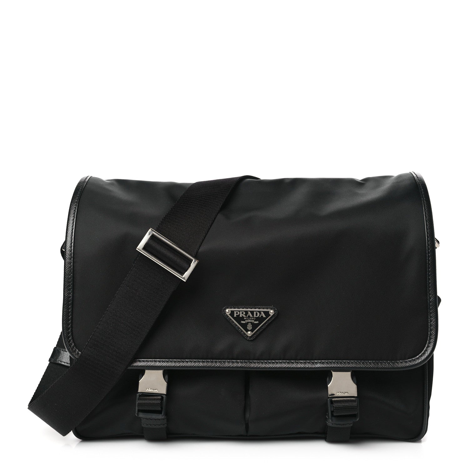 Prada Re-Nylon Saffiano Messenger Bag Black 1 of 9