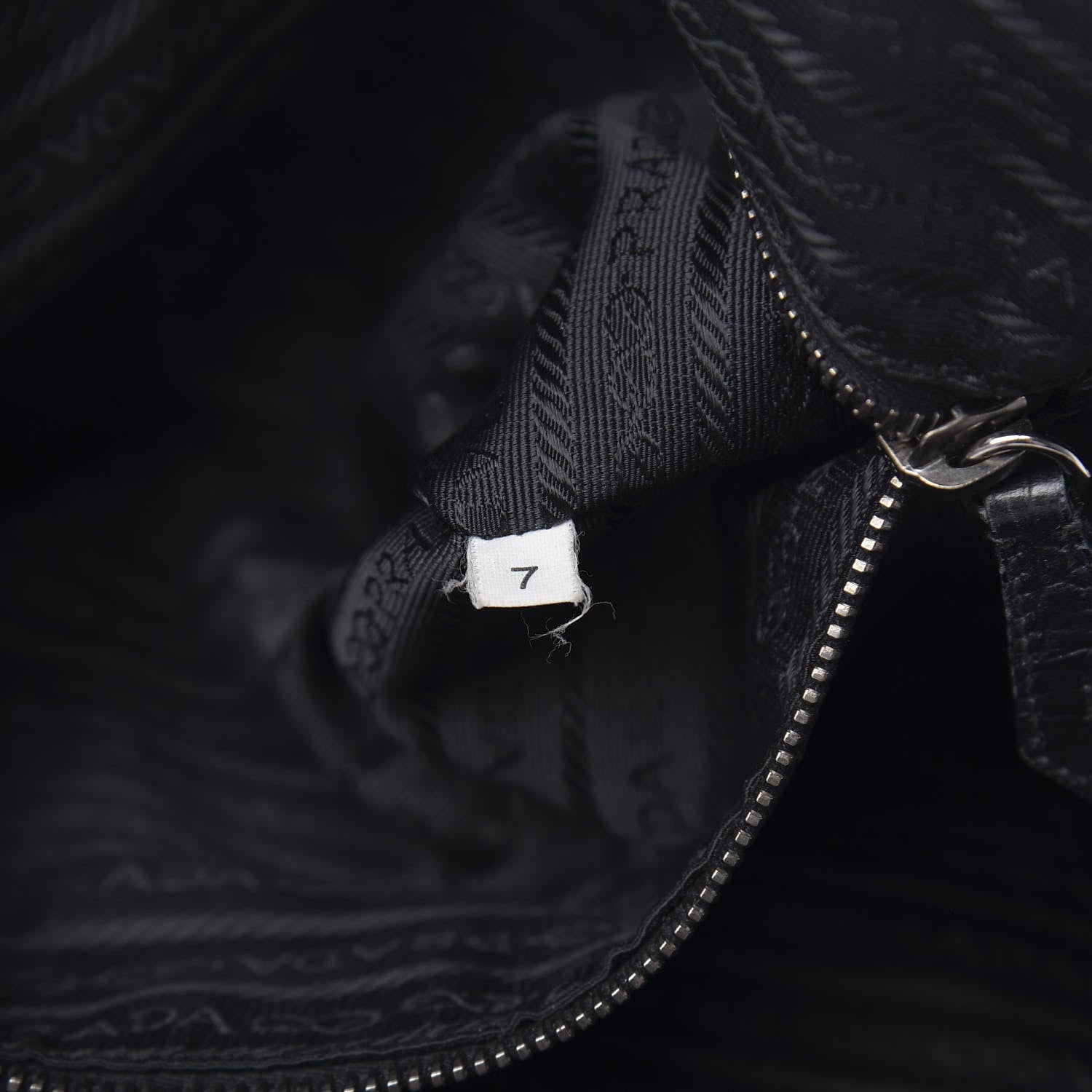 Prada Calfskin Crocodile Embossed Satchel Black 7 of 15