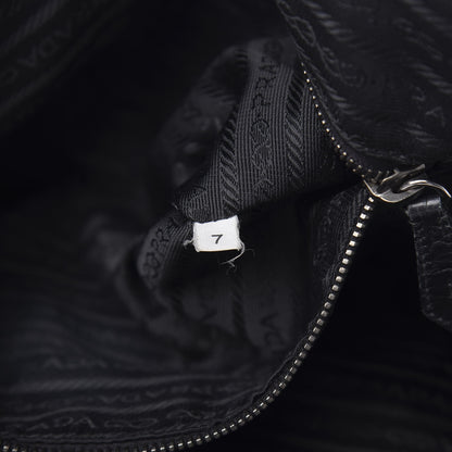 Prada Calfskin Crocodile Embossed Satchel Black 7 of 15