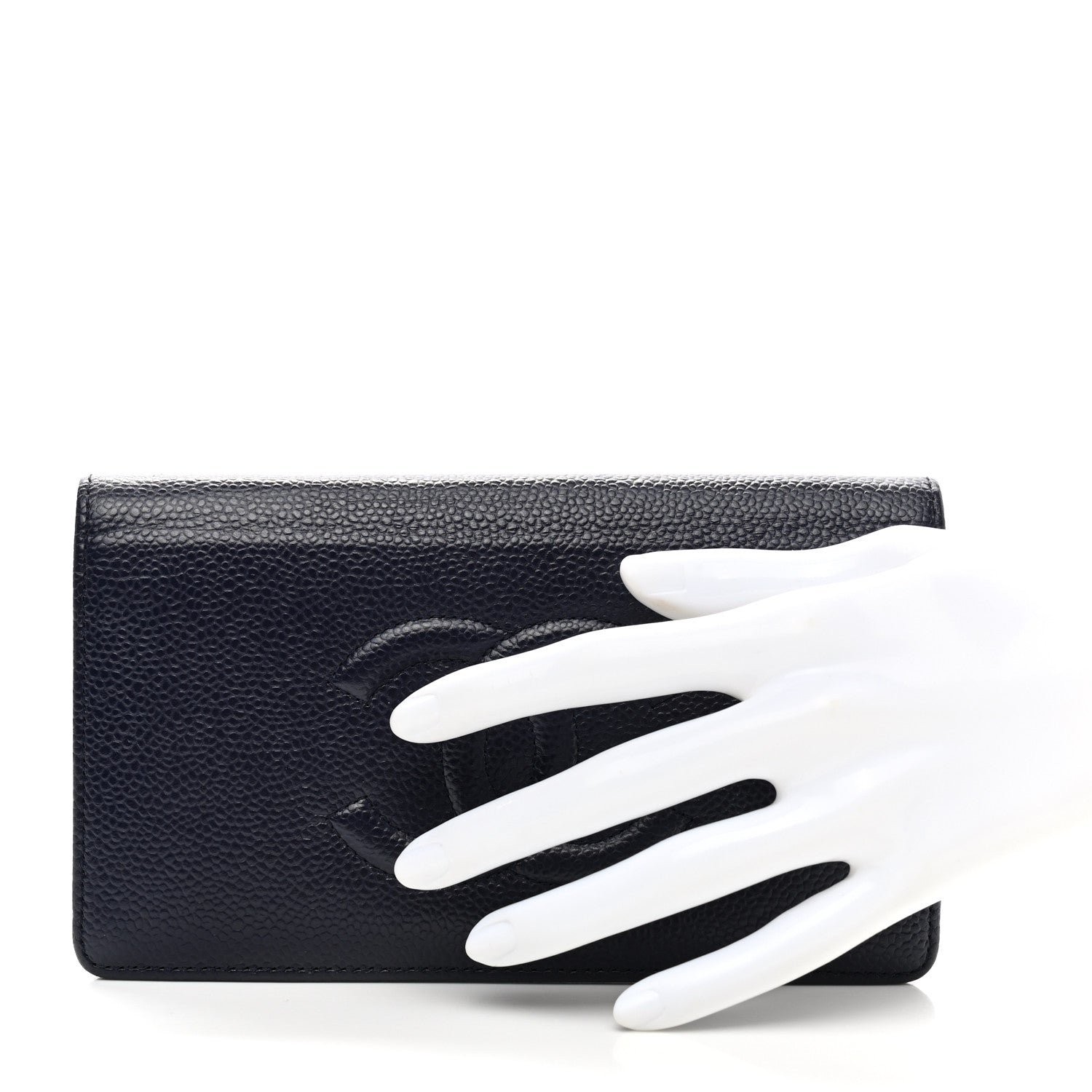 Chanel Caviar Timeless CC Yen Wallet Dark Blue 2 of 12