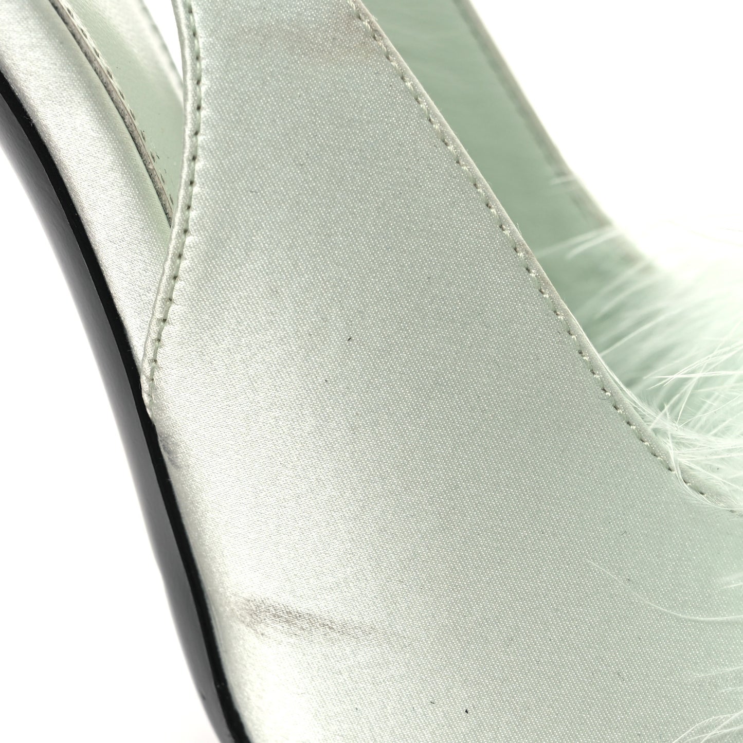 Crepe Satin Mae Feathered Sandals Slight 38 Green