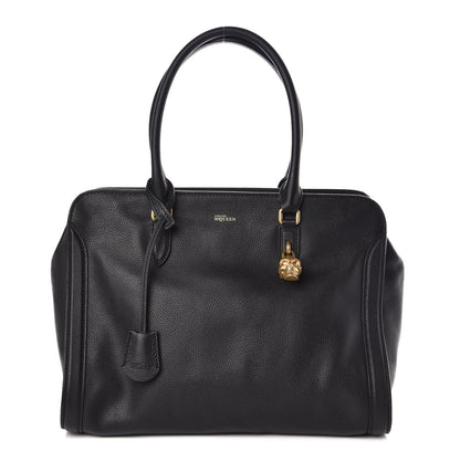Alexander McQueen Pebbled Calfskin Large Skull Padlock Zip Around Tote Black 1 of 8