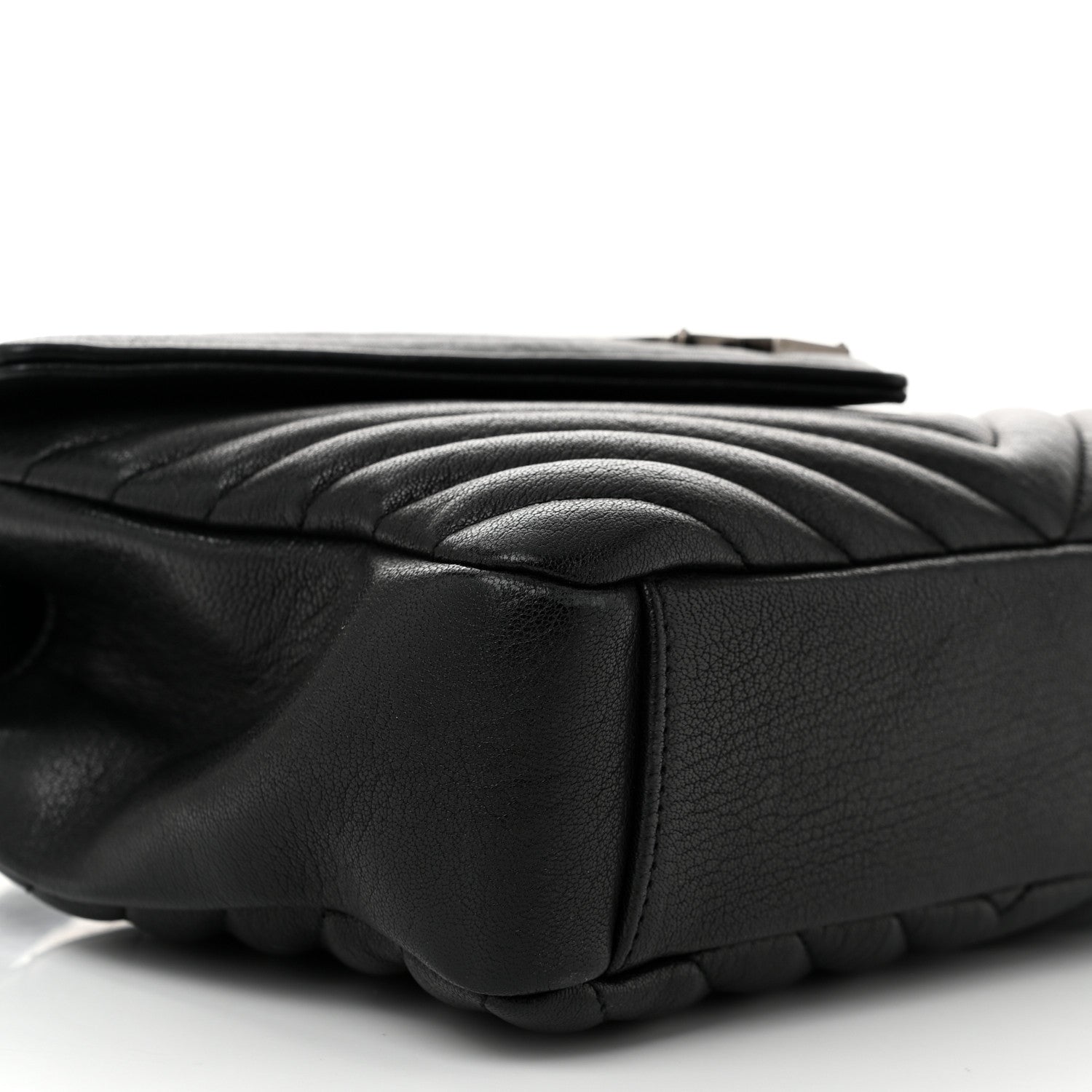 Saint Laurent Sheepskin Matelasse Chevron Monogram Medium College Bag Black 9 of 10