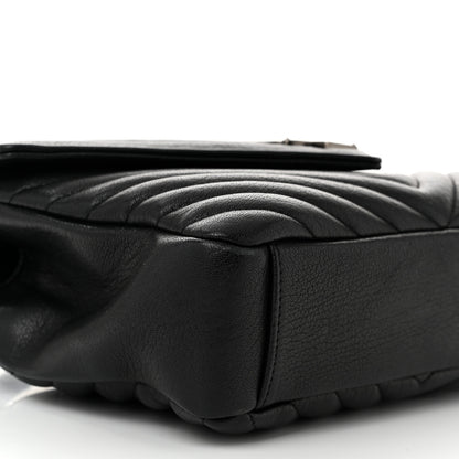 Saint Laurent Sheepskin Matelasse Chevron Monogram Medium College Bag Black 9 of 10