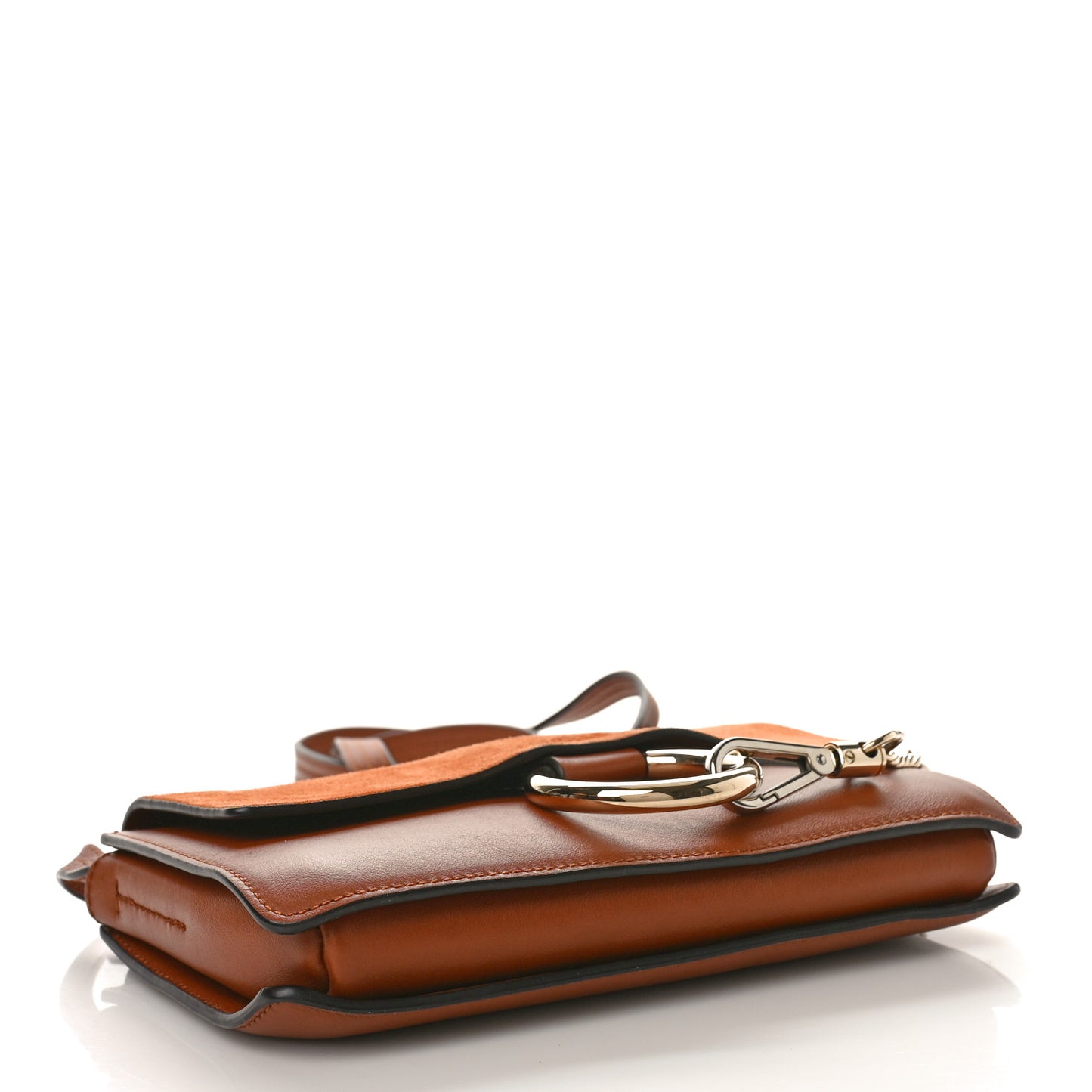 Suede Calfskin Small Faye Shoulder Bag Tobacco