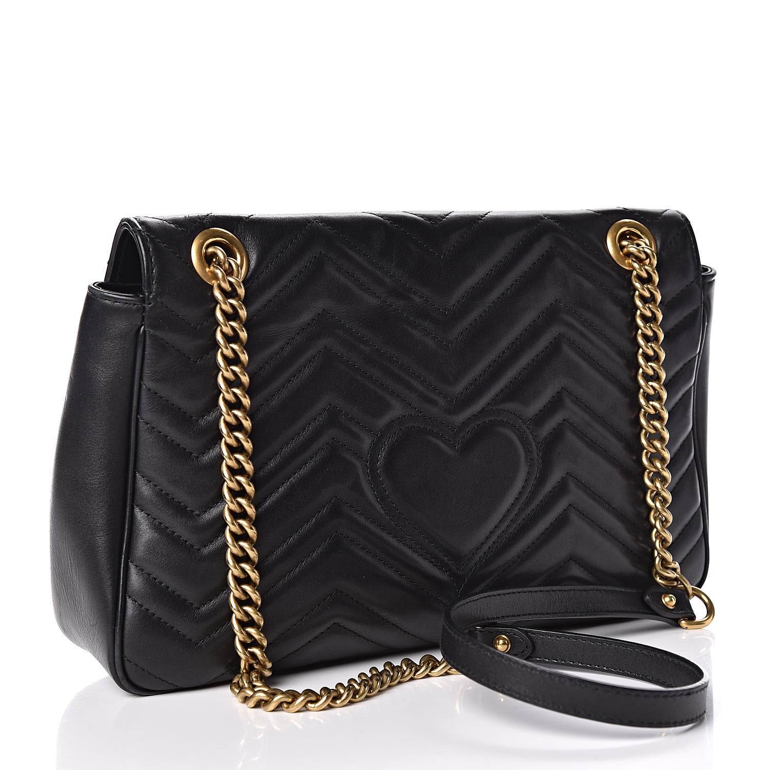 Gucci Calfskin Matelasse Medium GG Marmont Shoulder Bag Black 3 of 12