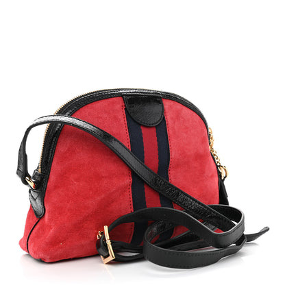Gucci Suede Patent Web GG Small Ophidia Dome Shoulder Bag Hibiscus Red 3 of 8