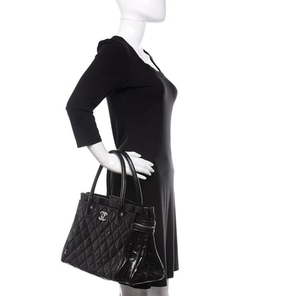 Chanel Glazed Calfskin Quilted Large New Portobello Tote Black 2 of 11