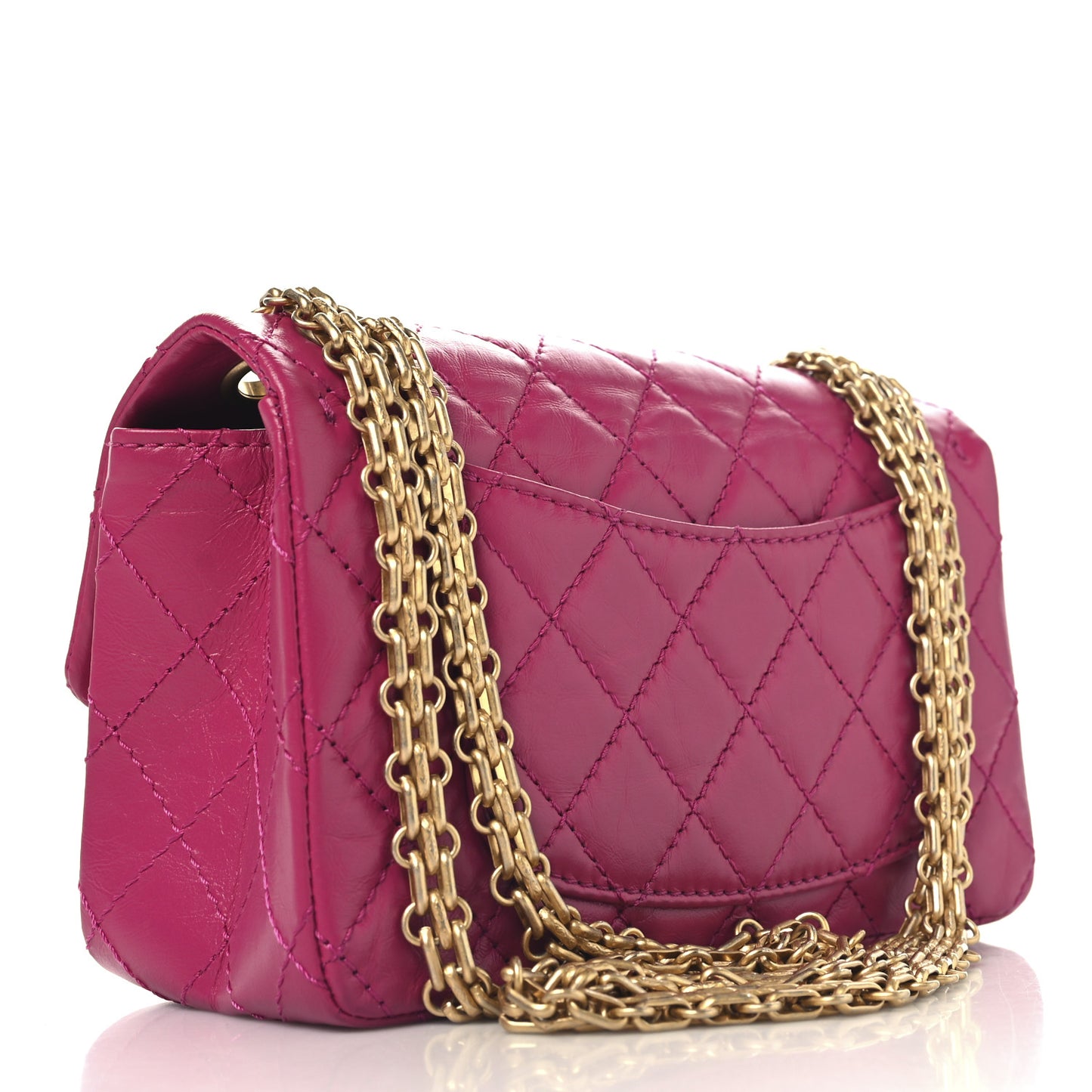 Aged Calfskin Quilted 2.55 Reissue Mini Flap Fuchsia