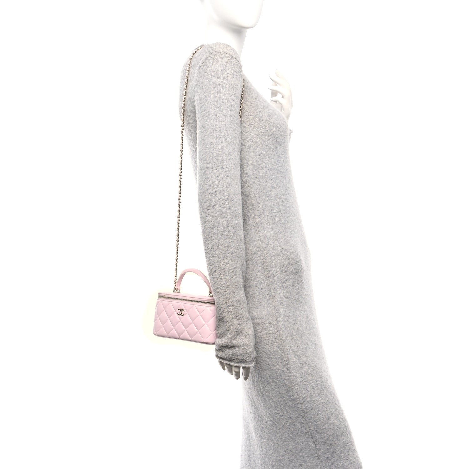 Chanel Lambskin Quilted Small Top Handle Vanity Case With Chain Light Pink 2 of 12