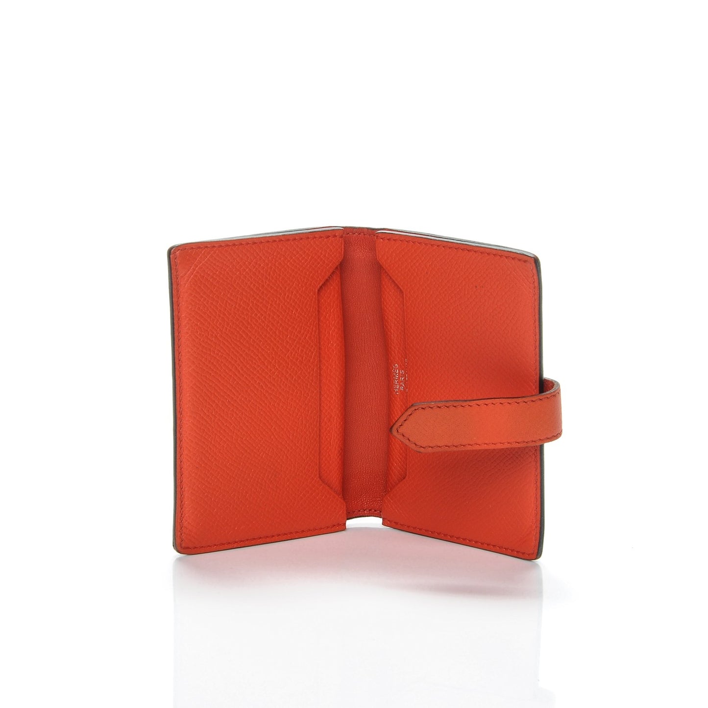 Epsom Bi-Color Bearn Card Holder Wallet Bleu Saphir Orange Poppy
