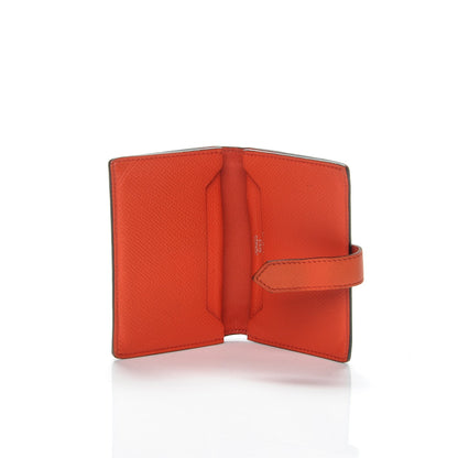 Hermes Epsom Bi-Color Bearn Card Holder Wallet Bleu Saphir Orange Poppy 6 of 12