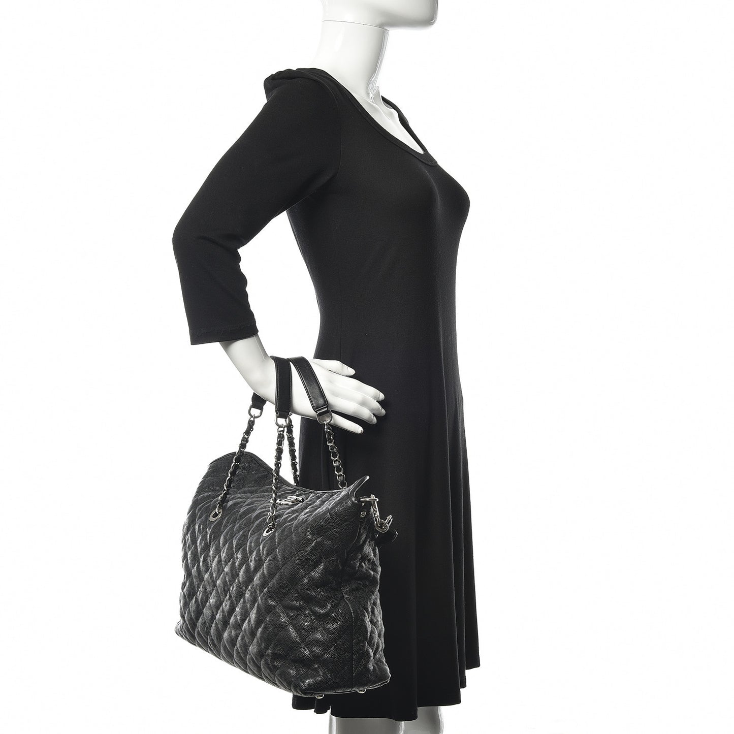 Caviar Quilted French Riviera Shouler Bag Black
