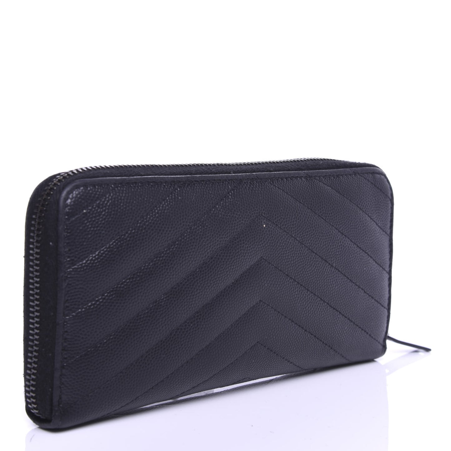 Grain De Poudre Matelasse Chevron Monogram Zip Around Wallet Black