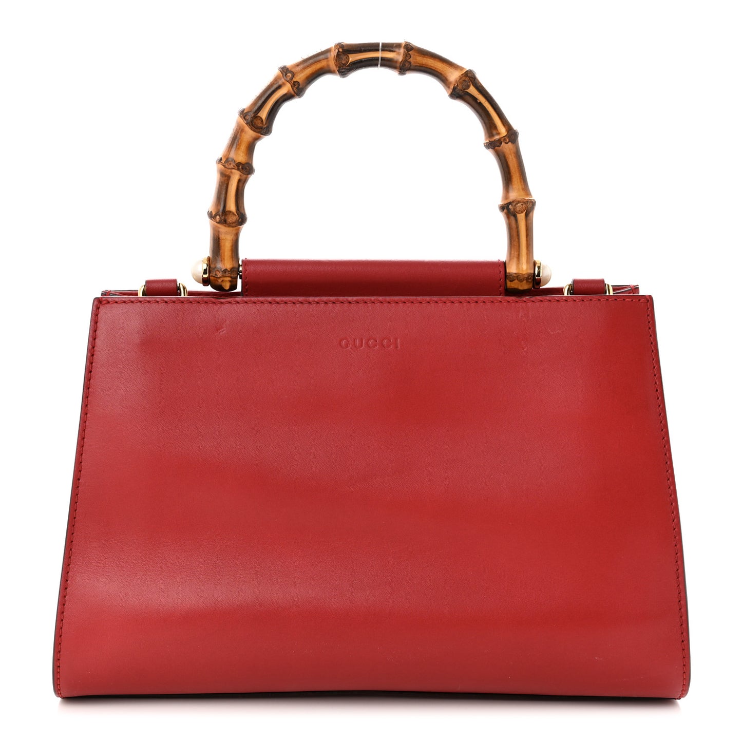 Nappa Bamboo Web Small Nymphaea Top Handle Bag Hibiscus Red