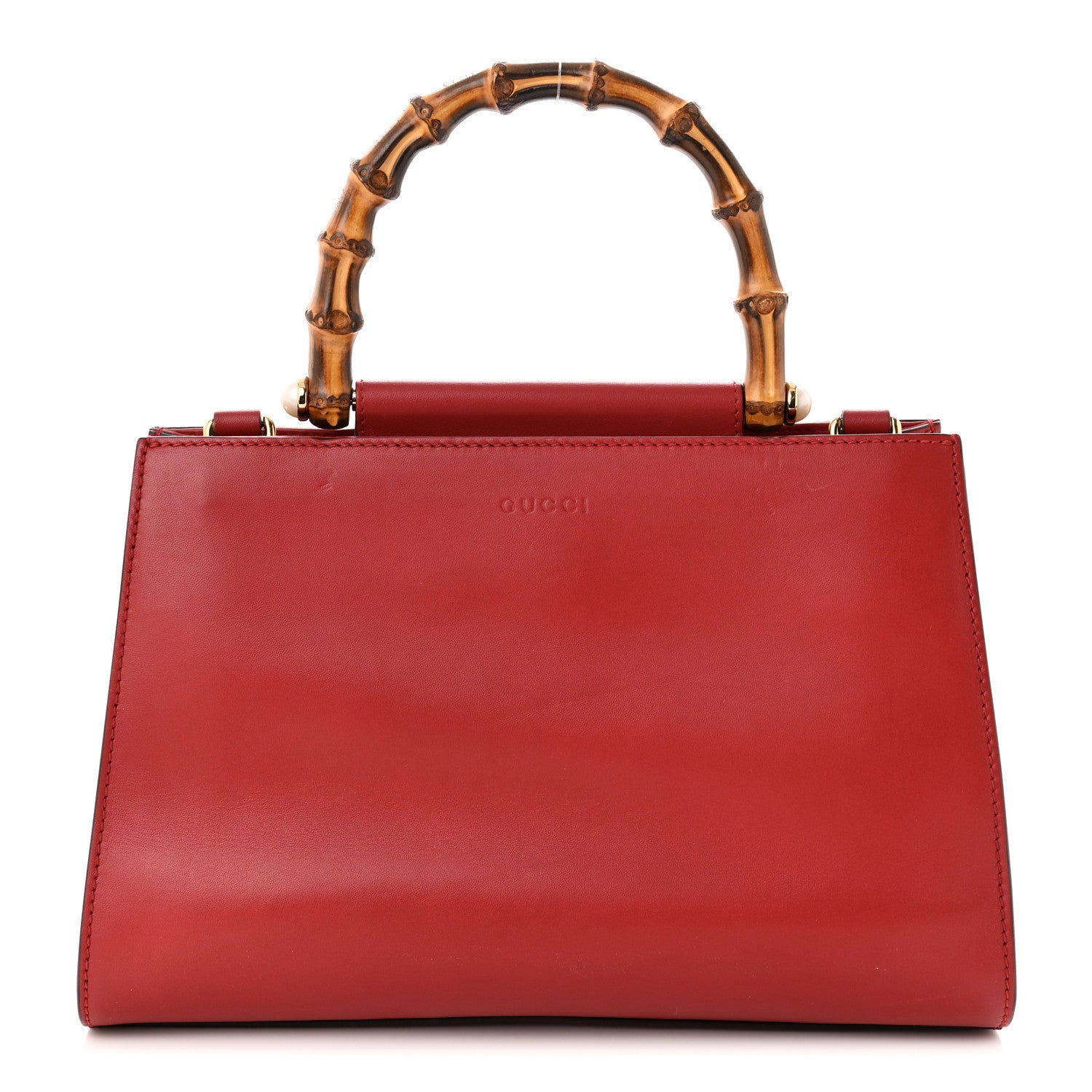 Gucci Nappa Bamboo Web Small Nymphaea Top Handle Bag Hibiscus Red 1 of 11