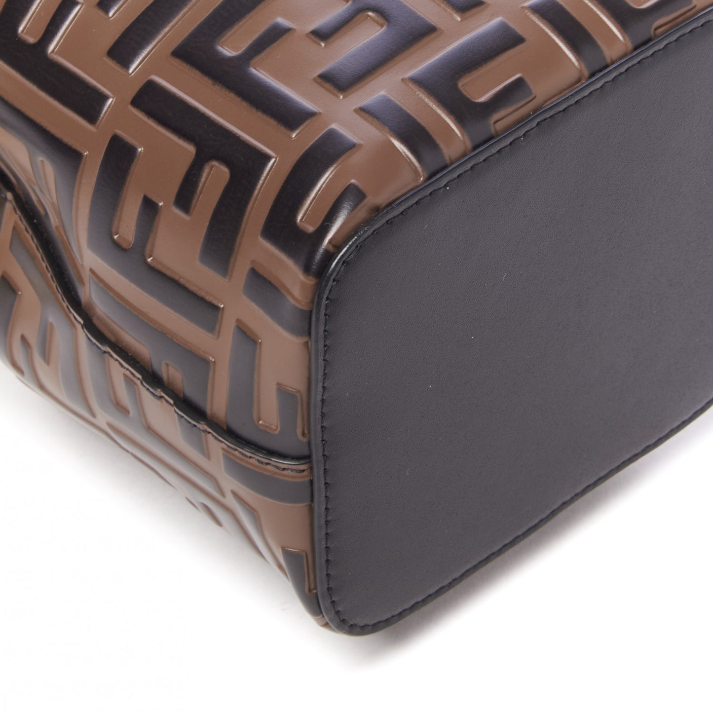 Vitello Liberty F is Fendi Bi-Color FF 1974 Embossed Mini Mon Tresor Bucket Bag Maya Black