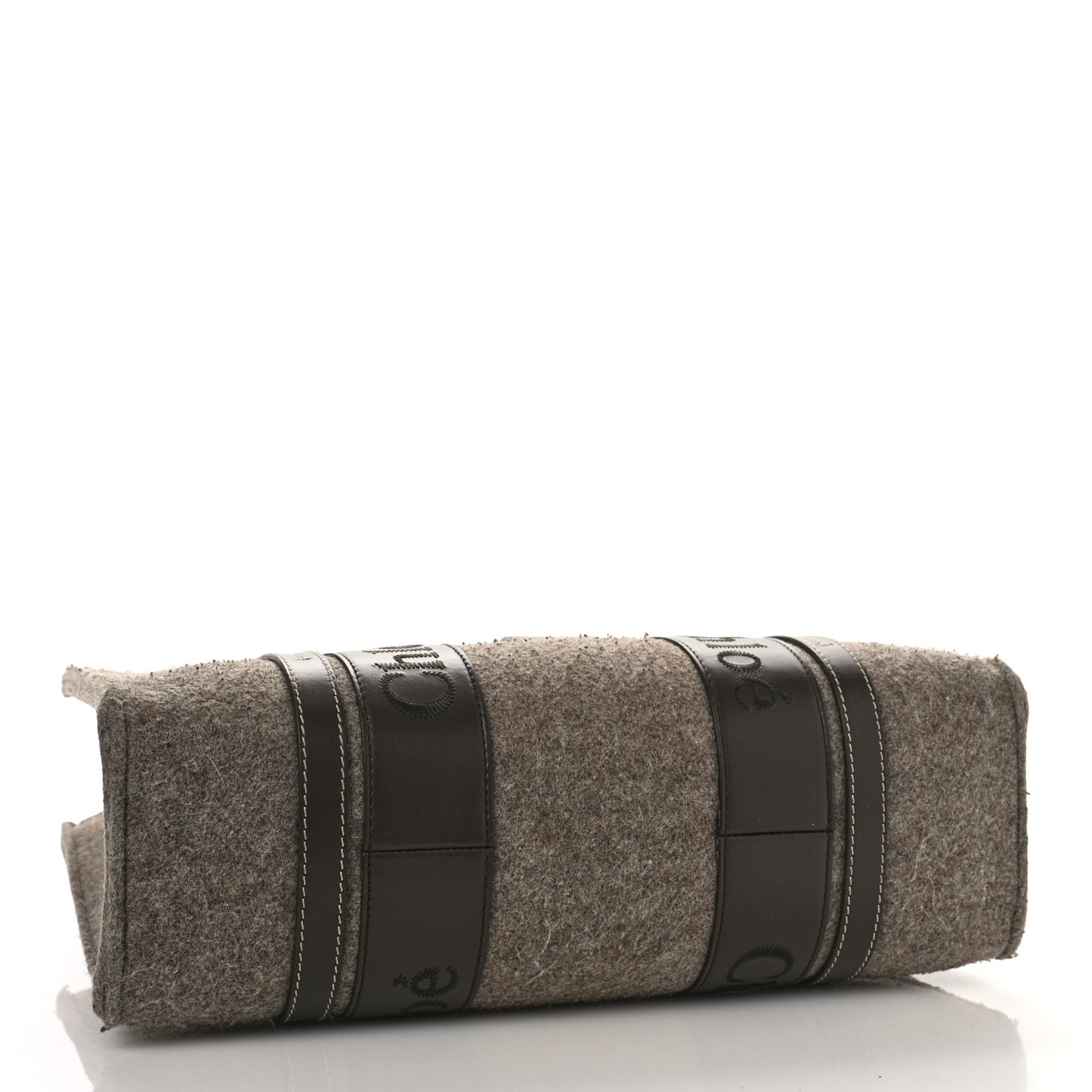 Felt Calfskin Medium Woody Ribbon Tote Deep Beige