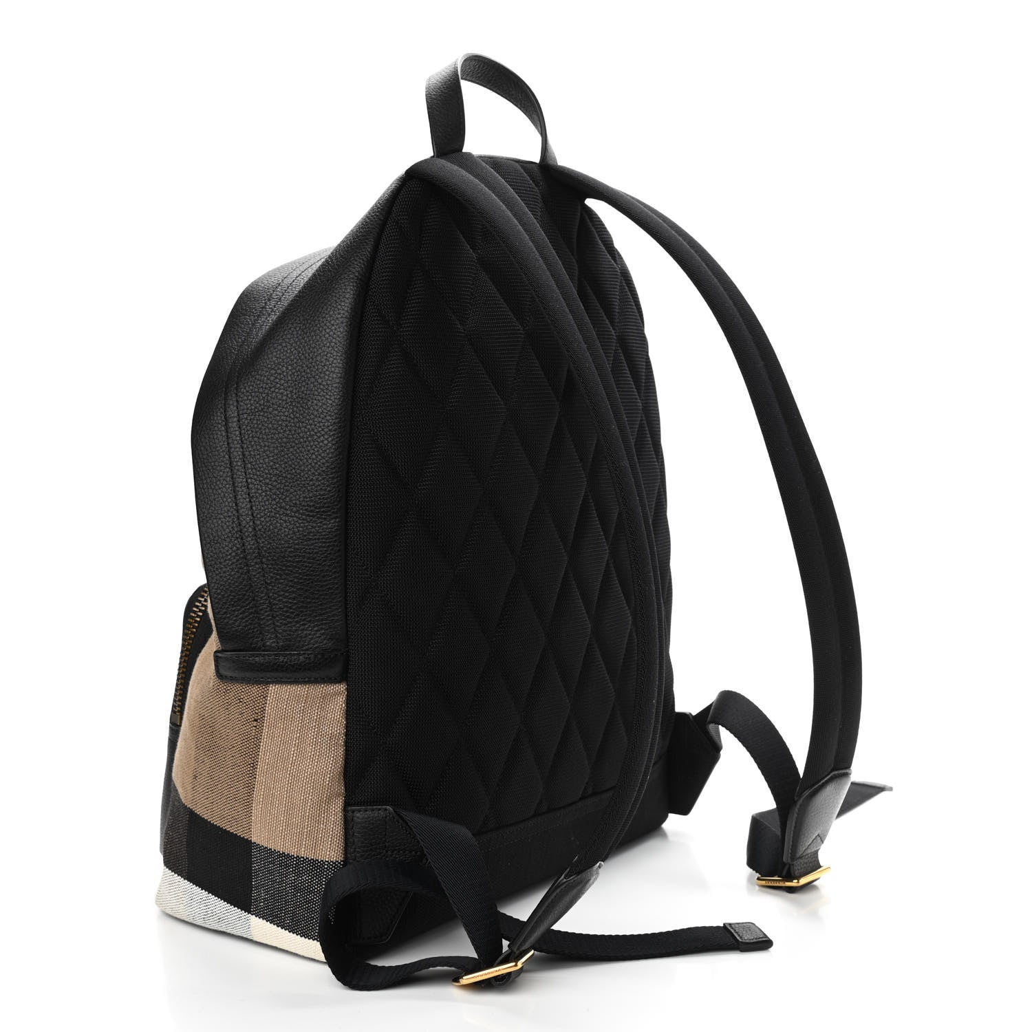 Burberry Mega Check Calfskin Abbeydale Simple Backpack Black Camel 3 of 10