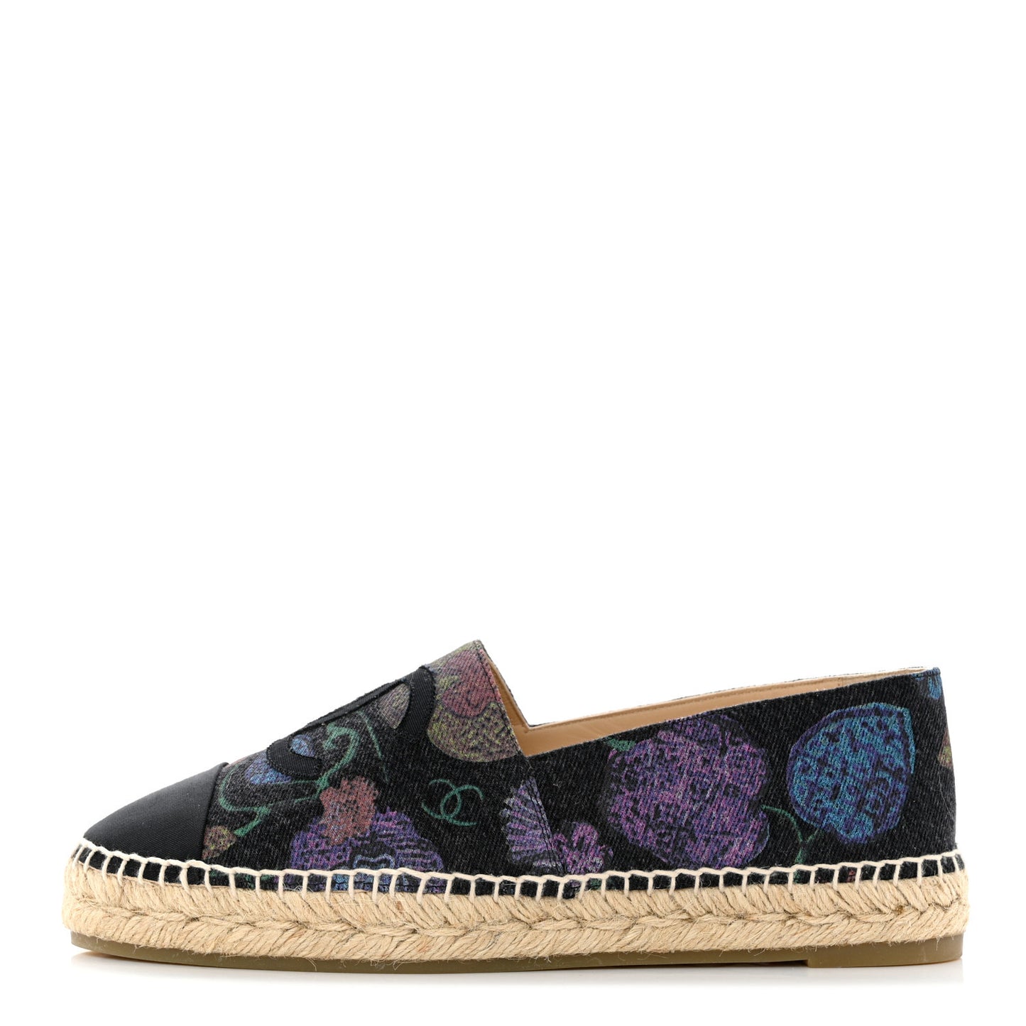 Denim Grosgrain CC Espadrilles 41 Grey Multicolor