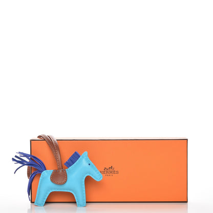 Hermes Milo Lambskin Grigri Rodeo Horse Bag Charm PM Bleu Azteque Bleu Electrique Fauve 4 of 4