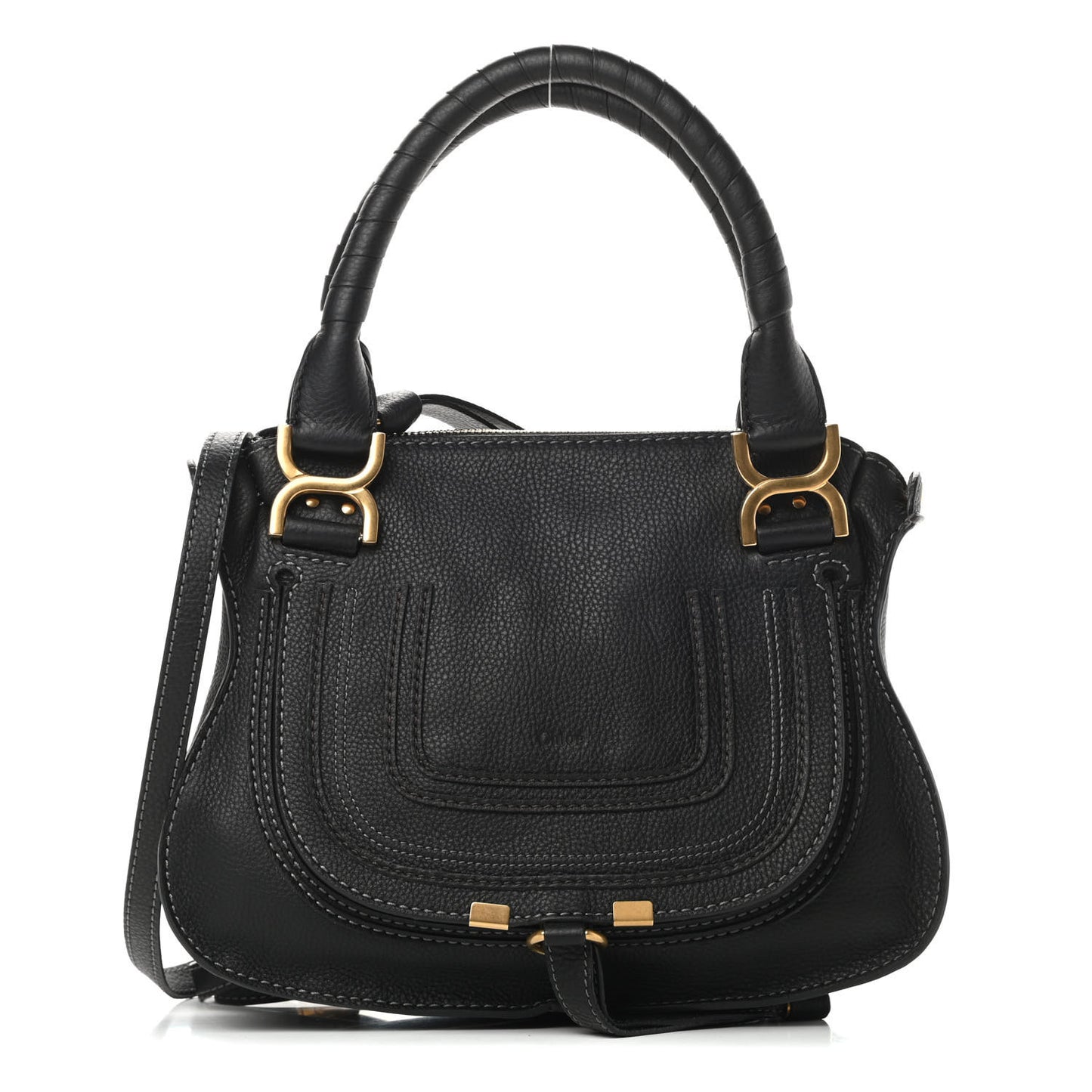 Calfskin Small Marcie Satchel Black