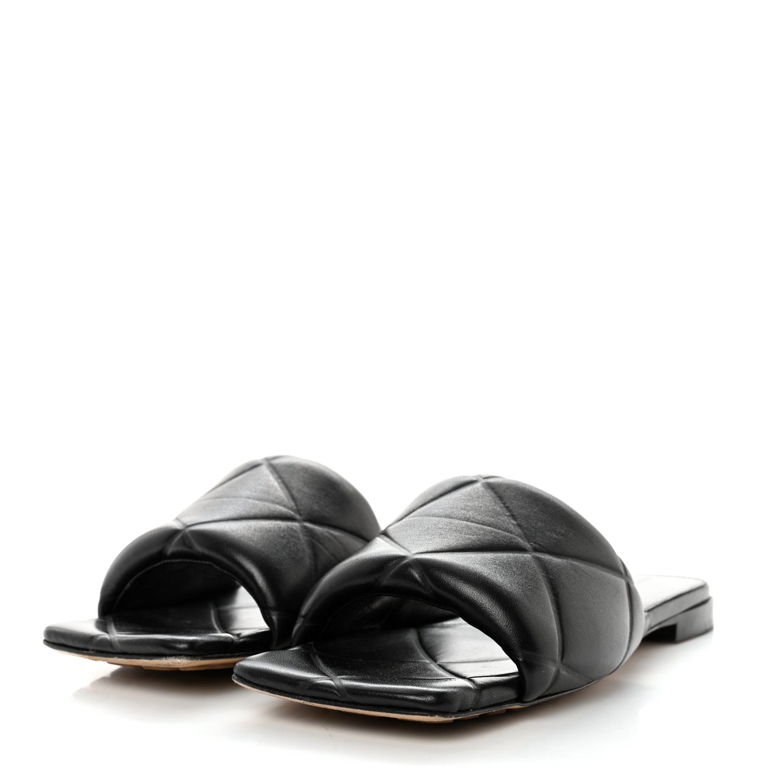 Bottega Veneta Nappa Quilted Rubber Lido Flat Sandals 37 Black 3 of 8