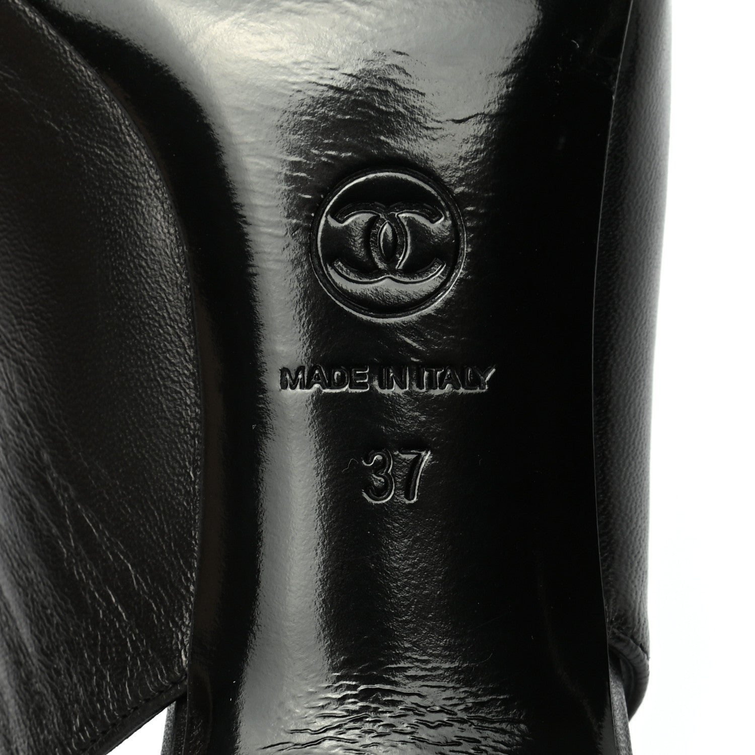 Chanel Lambskin Slingback Bow Pumps 37 Black 6 of 8