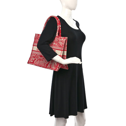 Christian Dior Canvas Embroidered Medium Dioriviera Toile De Jouy Book Tote Raspberry 2 of 12