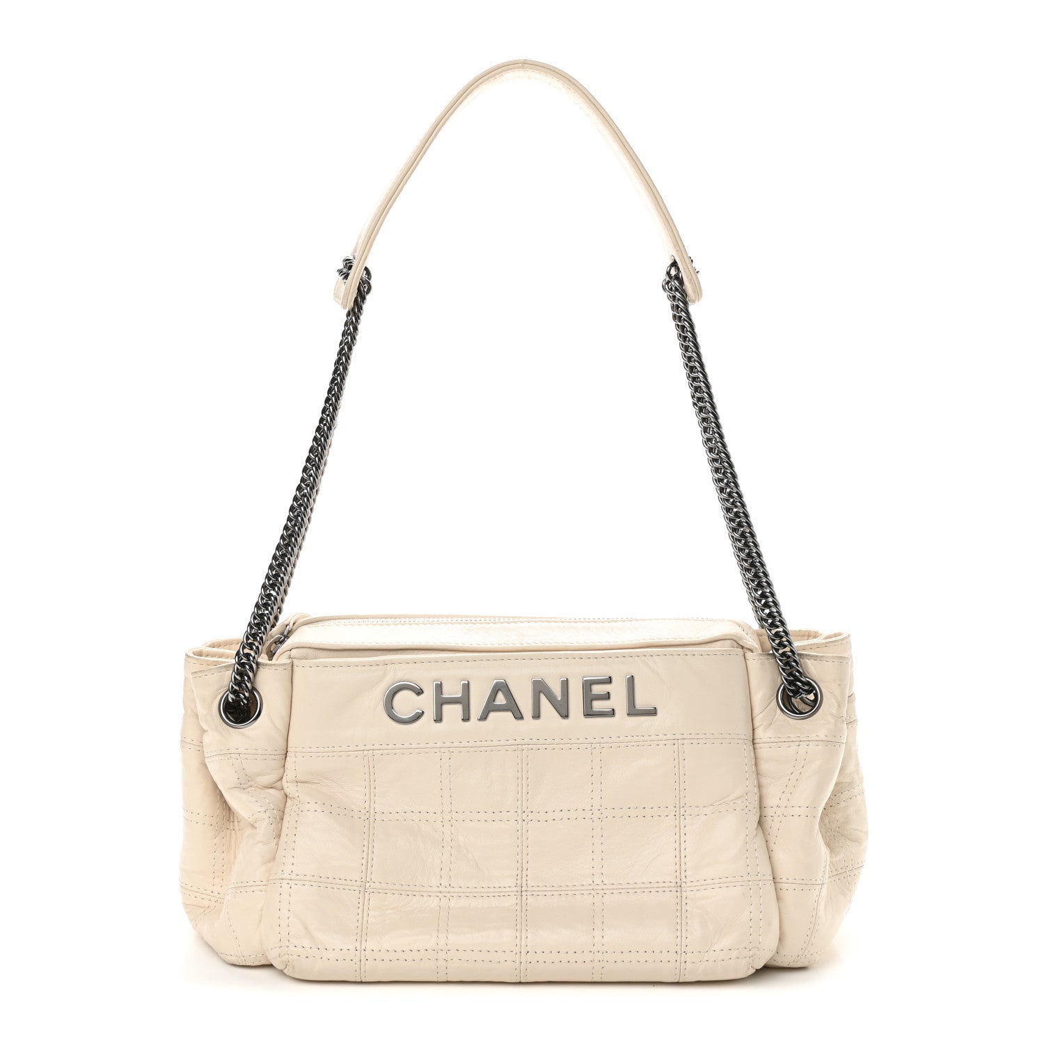 Chanel Lambskin LAX East West Shoulder Bag Ivory 1 of 9