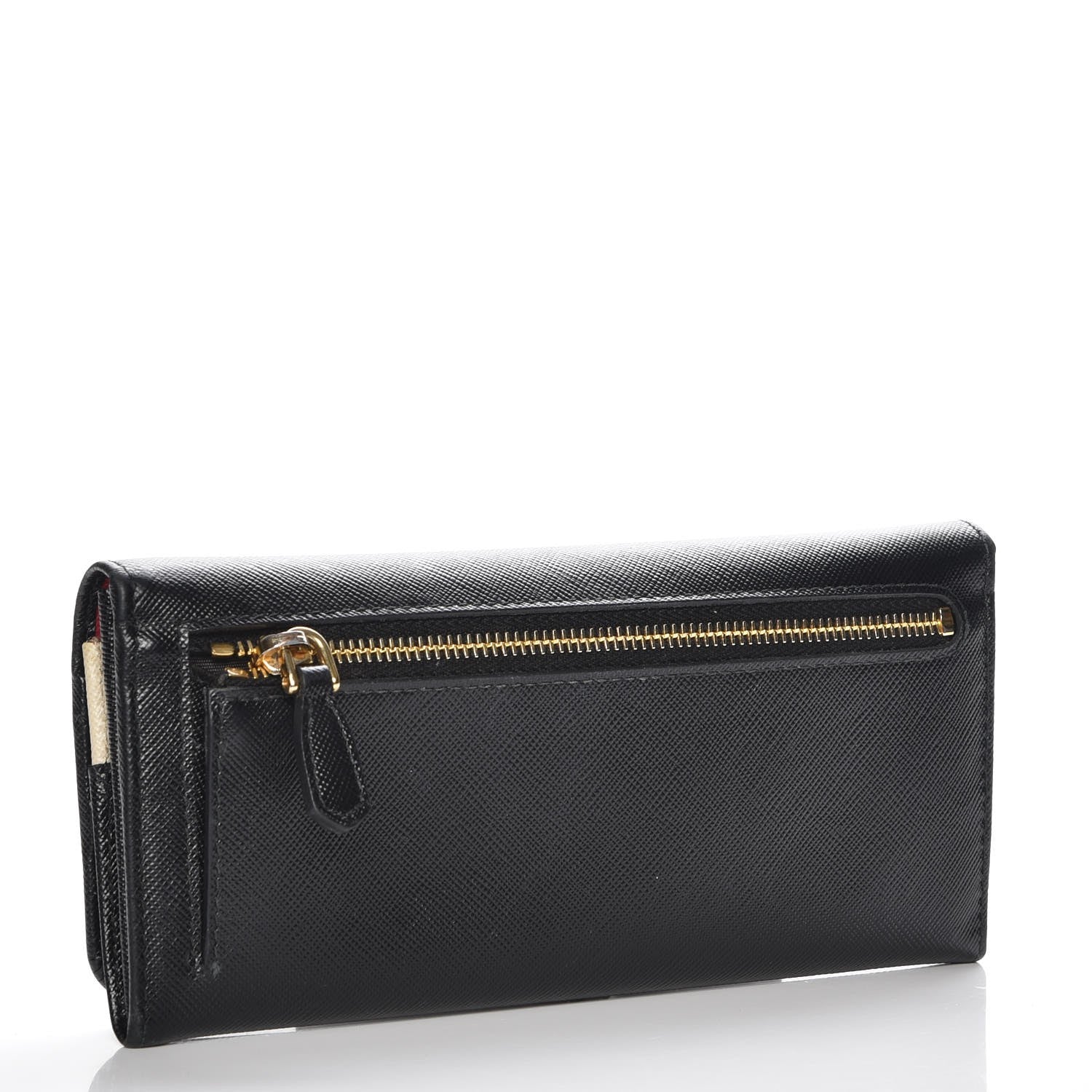 Prada Saffiano Multicolor Continental Flap Wallet Nero Black Peonia 3 of 7