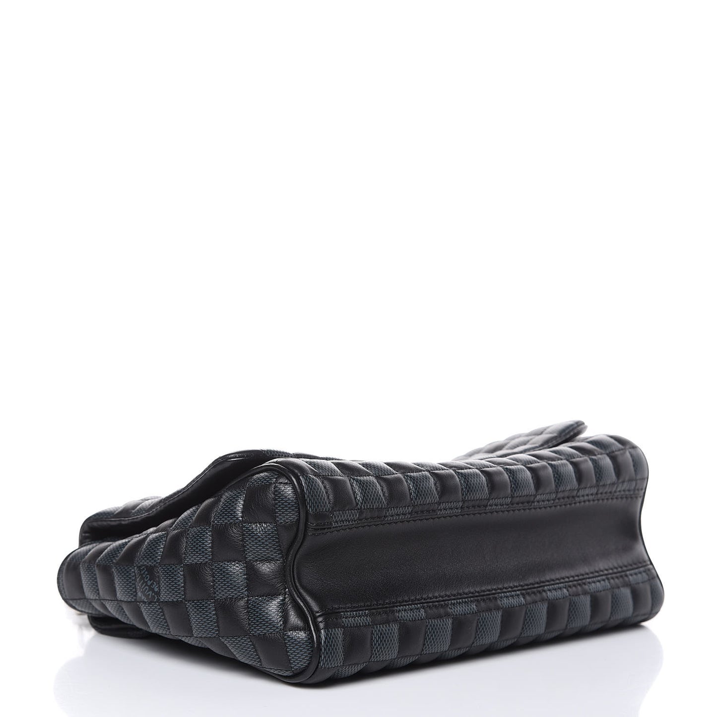 Calfskin Quilted Damier Twist MM Black Anthracite