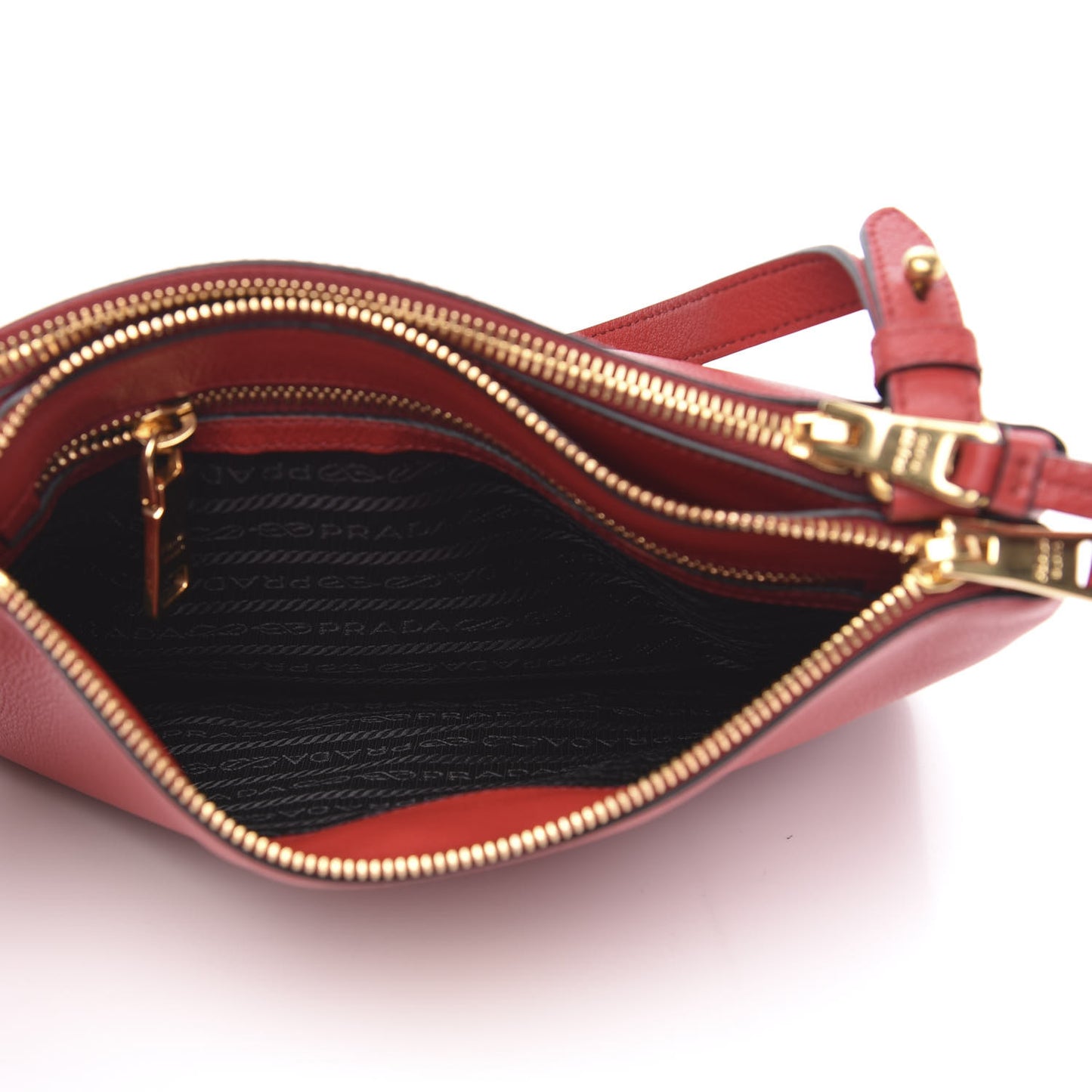 Vitello Phenix Double Zip Crossbody Bag Scarlatto